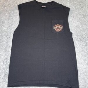 Harley Davidson Pocket T Mens Large Sleeveless T-shirt Dover Ohio Black